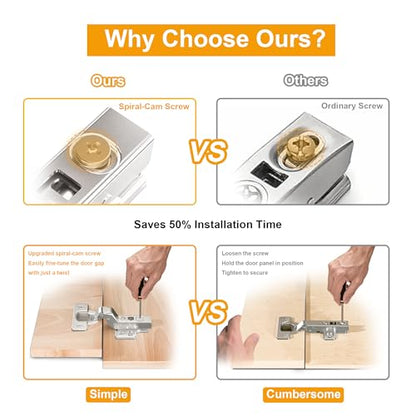 2pcs Professional Grade Inset Soft Close Cabinet Hinges, Frameless Concealed European Style with Four-Hole Clip-On Mounting Plate and Screws, Nickel Plated Finish - color: Inset, size: 1 Pair
