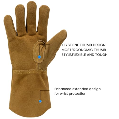 Leather Work Gardening Gloves for Men Women, Thorn-Proof Rose Pruning and Heavy-Duty Yard Work, Driving - size: Medium (Pack of 1)