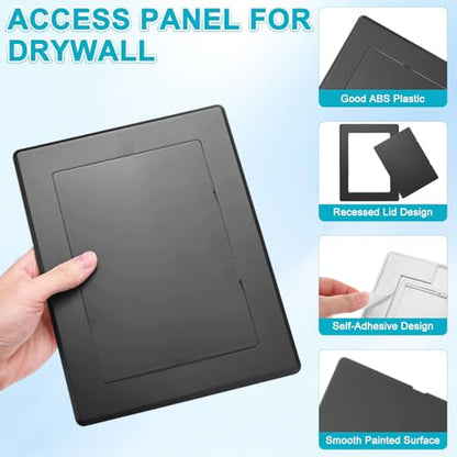 M METERXITY 2-Pack Access Panel for Drywall, 7x5 Inch Plastic Self Adhesive Wall Hole Cover Access Doors for Wiring Cable/Ceiling, Removable Plumbing Wall Panel [Black, Rectangle] - color: Black