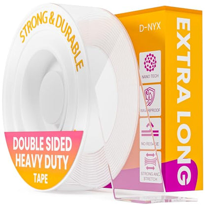 D-NYX Heavy Duty Double Sided Tape - Extra Large Nano Double Sided Adhesive Tape 1.18 inch Wide Removable Wall Tape Sticky Poster Tape Decor Scrapbook Supplies Scrapbookig Strips 9.85ft - style: Double Sided Tape