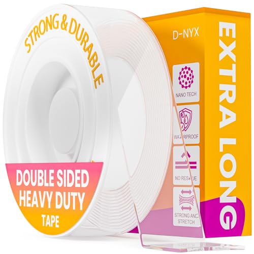 D-NYX Heavy Duty Double Sided Tape - Extra Large Nano Double Sided Adhesive Tape 1.18 inch Wide Removable Wall Tape Sticky Poster Tape Decor Scrapbook Supplies Scrapbookig Strips 9.85ft - style: Double Sided Tape