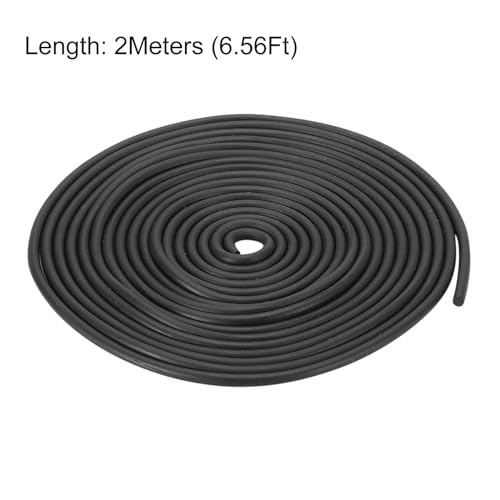 uxcell Nitrile Rubber Round Seal Strip, 2mm(5/64") Diameter 2 Meters (6.56Ft) Long Hard Solid Rubber Weather Stripping for DIY Gasket, Industrial Equipment, and Furniture - size: 2mmx2m