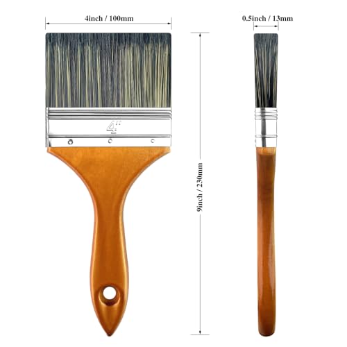 Great Andrew 4" Paint Brush Wood Handle, Large Wide Brush for Painting Walls, Fences, Trim, Home, Interior&Exterior, for All Latex, Oil Paints&Stains, Utility Disposable Brush - size: 1 pcs - 4-inch