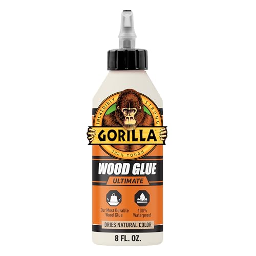 Gorilla Ultimate Waterproof Wood Glue, Natural Wood Color, 8 Ounce (Pack of 1) - Waterproof for Indoor or Outdoor Projects and Repairs - size: 8oz (1 Pack)