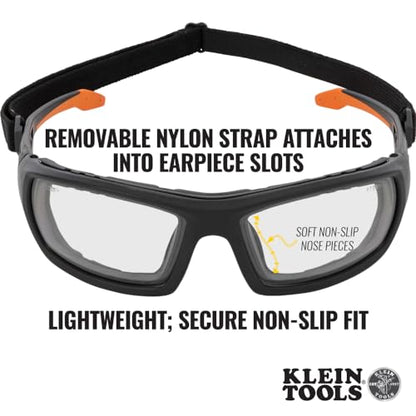 Klein Tools 60538 Gasket Safety Glasses, Professional PPE Protective Eyewear, Full Frame, Scratch Resistant, Anti-Fog, Indoor/Outdoor Lens - size: Gasket, Clear