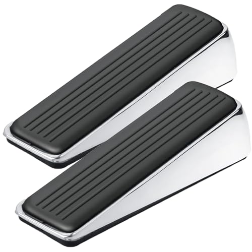 Door Stopper for Bottom of Door, Heavy Duty Door Stop Wedge Made of Premium Quality Zinc and Rubber Suits Any Heavy Door Any Smooth Floor - size: Silver-2 Pack Standard