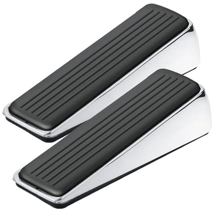 Door Stopper for Bottom of Door, Heavy Duty Door Stop Wedge Made of Premium Quality Zinc and Rubber Suits Any Heavy Door Any Smooth Floor - size: Silver-2 Pack Standard