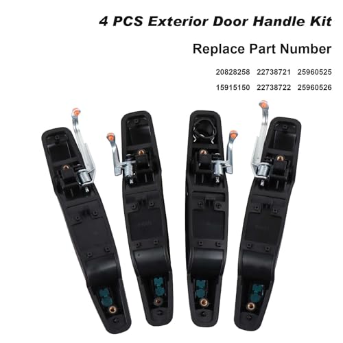 Exterior Black Outside Door Handle 4PCS Front Rear Driver & Passenger fits 2007-2014 Cadillac Escalade Chevy Avalanche Silverado Suburban GMC Sierra Yukon # 20828258 22738721 25960525 22738722 - color: Black