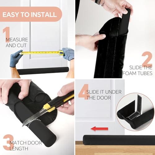 Superior Velvet Under Door Draft Stopper, 30'' to 36'' Adjustable Door Gap Filler, Double-Sided Windproof Seal, Easy-Install, Blocks Noise, Cold, Light, Dust & More