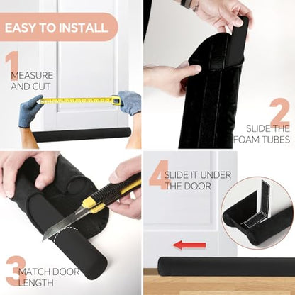 Superior Velvet Under Door Draft Stopper, 30'' to 36'' Adjustable Door Gap Filler, Double-Sided Windproof Seal, Easy-Install, Blocks Noise, Cold, Light, Dust & More