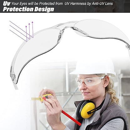Salfboy Clear Safety Glasses Bulk of 100 ANSI Z87.1 Protective Eyewear Scratch-Resistant for Work, Lab, Construction - color: Colorful