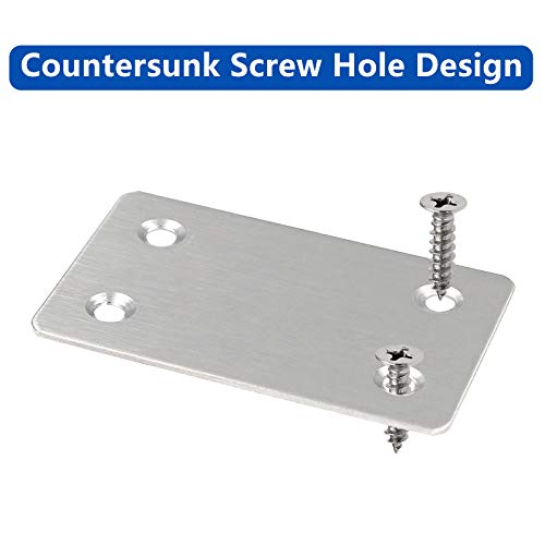 BokWin 12Pcs Flat Straight Mending Plates, 2.4" x 1.5" Mounting Bracket Plate, 0.05" Thickness Stainless Steel Straight Corner Brackets, Heavy Duty Flat Corner Brace for Furniture Repair with Screws - size: 2.4" X 1.5" (Silver)