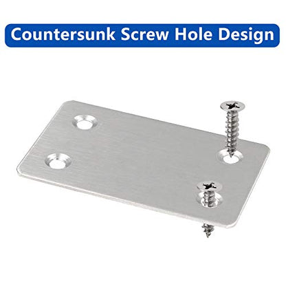 BokWin 12Pcs Flat Straight Mending Plates, 2.4" x 1.5" Mounting Bracket Plate, 0.05" Thickness Stainless Steel Straight Corner Brackets, Heavy Duty Flat Corner Brace for Furniture Repair with Screws - size: 2.4" X 1.5" (Silver)