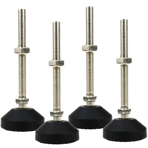 M10x100mm Leveling Feet, 4.8 Inch Height & 880 lb Capacity, Heavy Duty Adjustable Swivel Furniture Glides, Threaded Rubber Feet Levelers for Table, Shelves, Workbench, Cabinet, Machine, 4Pcs - color: Black, size: D50xM10xH100mm