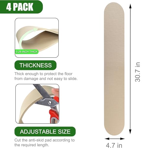 4 Pack Anti-Slip Furniture Rail Pads Non Slip Furniture Pads Furniture Gripper Pad for Protectors Hardwood Floor for Recliners,Sofa,Couches,Chairs,Furniture (30.7inch-Camel) - size: 4Pcs-Camel