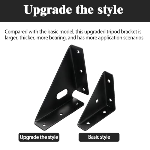 L&M Heavy Duty Gusset Joints 4 Pcs, Trapezi Corner Code, Bracket Corner Brace Bracket Fasteners, Furniture Shelf Support Joint Fasteners for Table, Chair Cabinet Bed Stabilization (Black) - size: Heavy-Bracket
