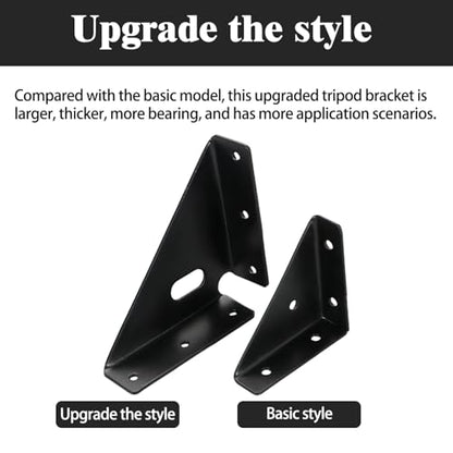 L&M Heavy Duty Gusset Joints 4 Pcs, Trapezi Corner Code, Bracket Corner Brace Bracket Fasteners, Furniture Shelf Support Joint Fasteners for Table, Chair Cabinet Bed Stabilization (Black) - size: Heavy-Bracket