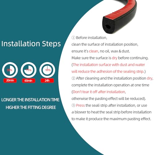 D Shape EPDM Foam Rubber Seal with Tape, Self-Adhesive Rubber Weather Stripping for Boat, Auto, RV, Marine, Garage Doors/Window and More, W:0.5"; H:0.5"; L:26Feet