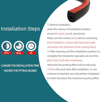 D Shape EPDM Foam Rubber Seal with Tape, Self-Adhesive Rubber Weather Stripping for Boat, Auto, RV, Marine, Garage Doors/Window and More, W:0.5"; H:0.5"; L:26Feet