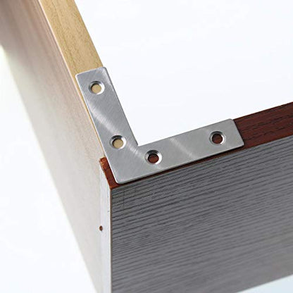 Stainless Steel L Shape Flat Corner Brace Bracket for Wood, Metal Fixing Joining Support Brace for Shelves, Furniture and Cabinet 10Pack(60x60mm) - size: 60 x 60 mm