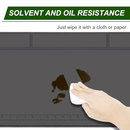 Gun Cleaning Mat Rifle Cleaning Mat Large, Magnetic Gun Maintenance Mat with Cleaning Supplies & Ruler, Universal Gun Cleaning Kit with Anti-Slip Rubber Cleaning Pad for All Guns - color: Grey