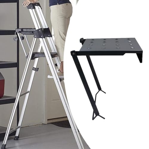 Ladder Work Platform Extension Tray Shelf Stand Non Slip Iron Sturdy Support Wide Step Attachment Suitable for Painters Tools Home Improvement 30cmx26