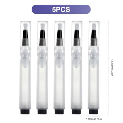 Fillable Touch up Paint Pen Brush, 5PCS 6ml Visible Paint Touch up Pen, Portable Refillable for Walls, Wood Floors, Cabinets, Windows, Doors.
