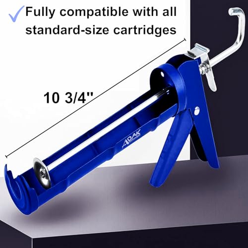 ADAK - Professional Caulking Gun, 10:1 Thrust Ratio, Caulking Gun No Drip, Hand Tool for Silicone & Sealant Application, Smooth Pressure Caulk Gun, Caulking Gun Tool (Blue) - color: Blue