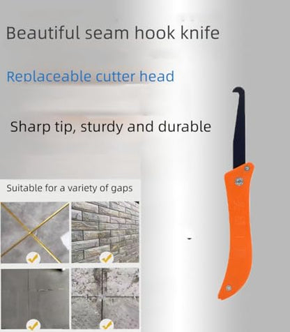 Professional 7-in-1 Caulking Tool Set, Silicone Sealant Finishing Kit with seam hook knife, Angle Scrapers, Plastic Scraper, Seam Tool for Kitchen, Bathroom, Window (orange)