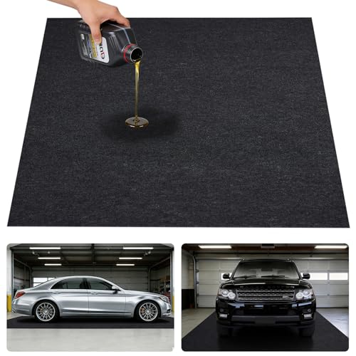 Grefinity Garage Floor Mat，6.6'x 8.5' Oil Spill Mat Heavy Duty Under Car Mat for Garage & Driveway, Protects Against Oil, Chemicals & Stains with TPE Anti-Leak Backing, Reusable & Washable - size: 6.6'x 8.5'