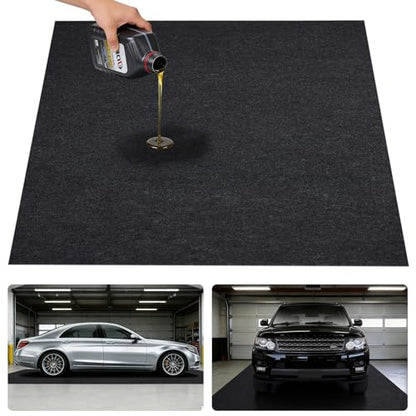 Grefinity Garage Floor Mat，6.6'x 8.5' Oil Spill Mat Heavy Duty Under Car Mat for Garage & Driveway, Protects Against Oil, Chemicals & Stains with TPE Anti-Leak Backing, Reusable & Washable - size: 6.6'x 8.5'