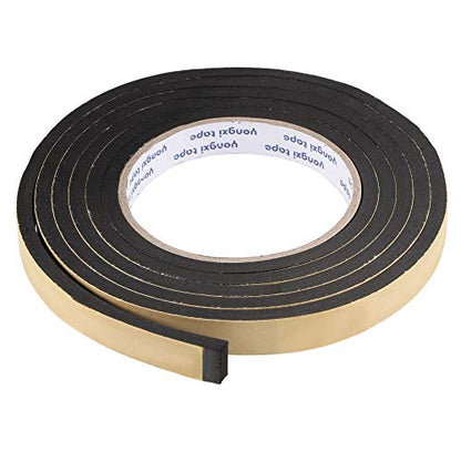 uxcell Sealing Foam Tape 15mm Wide 5mm Thick 2m/6.56ft Long, EVA Self Adhesive Weather Strip for Window Door Insulation - size: 15mmx5mmx2m