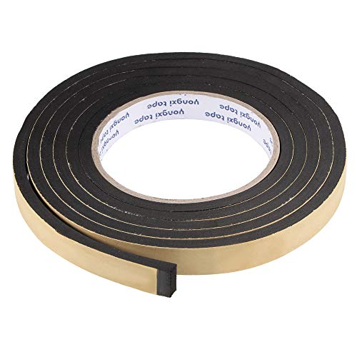 uxcell Sealing Foam Tape 15mm Wide 5mm Thick 2m/6.56ft Long, EVA Self Adhesive Weather Strip for Window Door Insulation - size: 15mmx5mmx2m