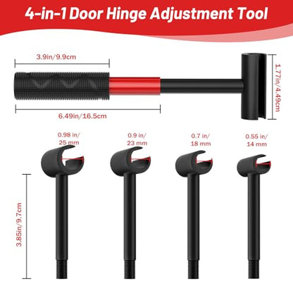 4 in 1 Door Hinge Adjustment Tool Upgraded,Hinge Gap Adjusting Wrench,Door Repair Kit for Residential and Commercial,Hinge Wrench Bender Set with Rubber Grip,Cabinet Alignment Fits 14mm-25mm Hinges - style: Upgraded 4-in-1