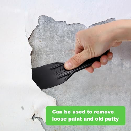 HARFINGTON 6pcs Putty Scraper Set Plastic Flexible Putty Knives Disposable Paint Spreader Cleaner Tool for Spackling, Patching Painting Repairing, Black - color: Black