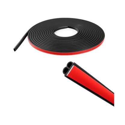 Double Layer Car Door Rubber Seal Strip, 32.80FT 2 Holes Noise Insulation Automotive Sealing Strip Stickers, Self-Adhesive Vehicle Stripping Edge Protector Accessories, Universal Fit