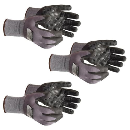 J. J. Keller SAFEGEAR Nitrile Micro-Foam Dotted Gloves – 3 Pairs, Oil-Repellent, Touchscreen, ANSI/ISEA Compliant - size: XX-Large