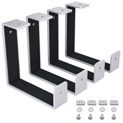 Pack D Hook Brackets x4 – Heavy Duty Wall Hooks, Suits Modular Systems, Holds Ladders, Bikes, Tools, 4mm Steel Construction, Garage Storage Hooks
