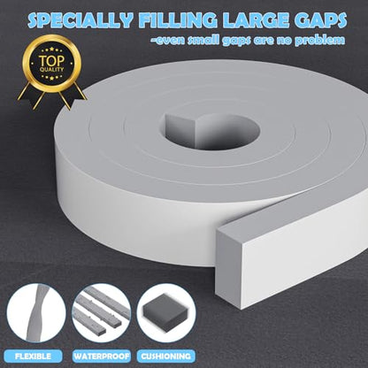 1"×2" EVA Foam Strips with Adhesive Weather Stripping Tape Larger Foam Weather Stripping Strip for Large Gap Insulation (1"×2",13FT,Grey) - color: Gray, size: 13ft (2"×1")