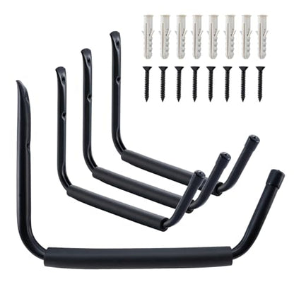 HOME MASTER HARDWARE Heavy Duty 15" Jumbo Garage Wall Hooks 4 Pack – 45 LB Kayak Storage Rack, Wall Mount for Canoe, Bicycle, Ladder & Large Gear - size: 15 in