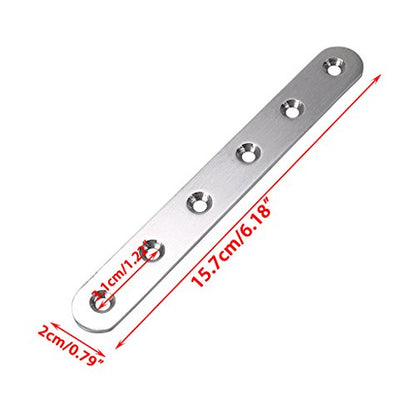 Sumnacon 8 Pcs Stainless Steel Flat Plates - 6 Inch Heavy Duty Mending Plate Straight Corner Brace Brackets Connector Furniture Repair Fixing Joint with Screws, Silver - size: 6 Inch Silver