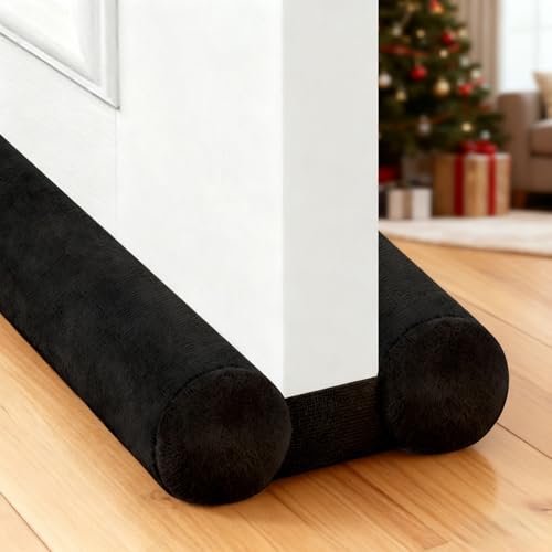 Under Door Gap Filler,Door Draft Stopper for Bottom of Doors,Weather Stripping Door Bottom Seal,Adjustable Door Sweep Draft Seal Block Dust,Light, Hot Air and Drafts,30" to 36" Black - color: Black