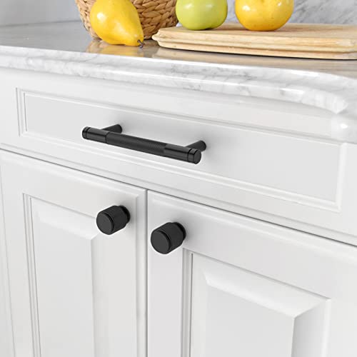 Asidrama 30 Pack Matte Black Kitchen Cabinet Knobs - Knurled Dresser Drawer Cabinet Hardware Zinc Knobs for Dresser Drawers - color: Matte Black, style: 30 Pack
