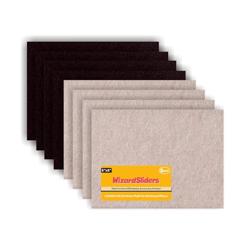 Felt Furniture Pads Self-Adhesive for Hardwood Floors, 8pcs 8" x 6" x 1/5" Cuttable Furniture Pads Square Furniture Movers, Floor Protector Cut into Any Shape, Beige & Brown - color: Beige+brown, size: 8pcs