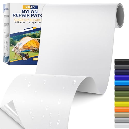 Fabric Repair Tape, Self Adhesive Nylon Repair Patch, Waterproof Outdoor Nylon Tape/Patch Kit for Down Jacket Clothing Tent Awnings Boat Cover Couches White 4x70 inch - color: White, size: 4" x 70"