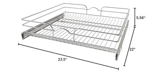 Rev-A-Shelf Kitchen Cabinet Pullout Shelf and Drawer Organizer Slide Out Pantry Storage Basket in Multiple Sizes, 24 x 22 In, 5WB1-2422CR-1 - size: 24" W X 22"d, style: Single Tier
