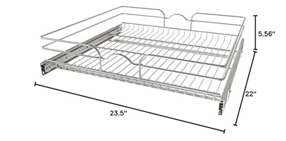 Rev-A-Shelf Kitchen Cabinet Pullout Shelf and Drawer Organizer Slide Out Pantry Storage Basket in Multiple Sizes, 24 x 22 In, 5WB1-2422CR-1 - size: 24" W X 22"d, style: Single Tier
