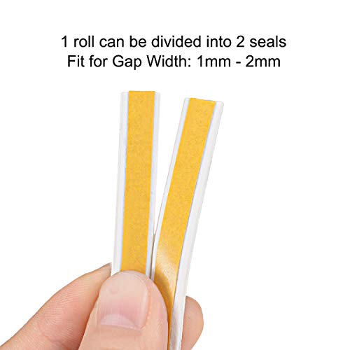 uxcell Foam Tape Adhesive Weather Stripping 9mm Wide 2mm Thick, 2.5 Meters Long White, 2Pcs