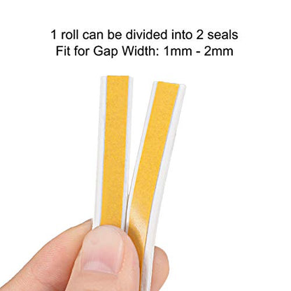 uxcell Foam Tape Adhesive Weather Stripping 9mm Wide 2mm Thick, 2.5 Meters Long White, 2Pcs