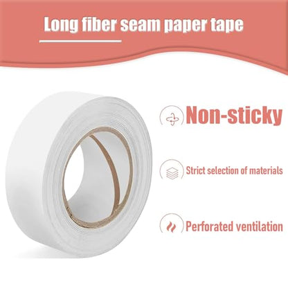 Drywall Paper Tape, 2” x 400 ft Ultra-Thin Fiber Paper Drywall Joint Tape for Seam Patch for Wall Sheetrock Ceiling Crack, White - size: 2" X 400ft